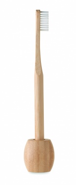 Logo trade business gifts image of: Bamboo tooth brush with stand
